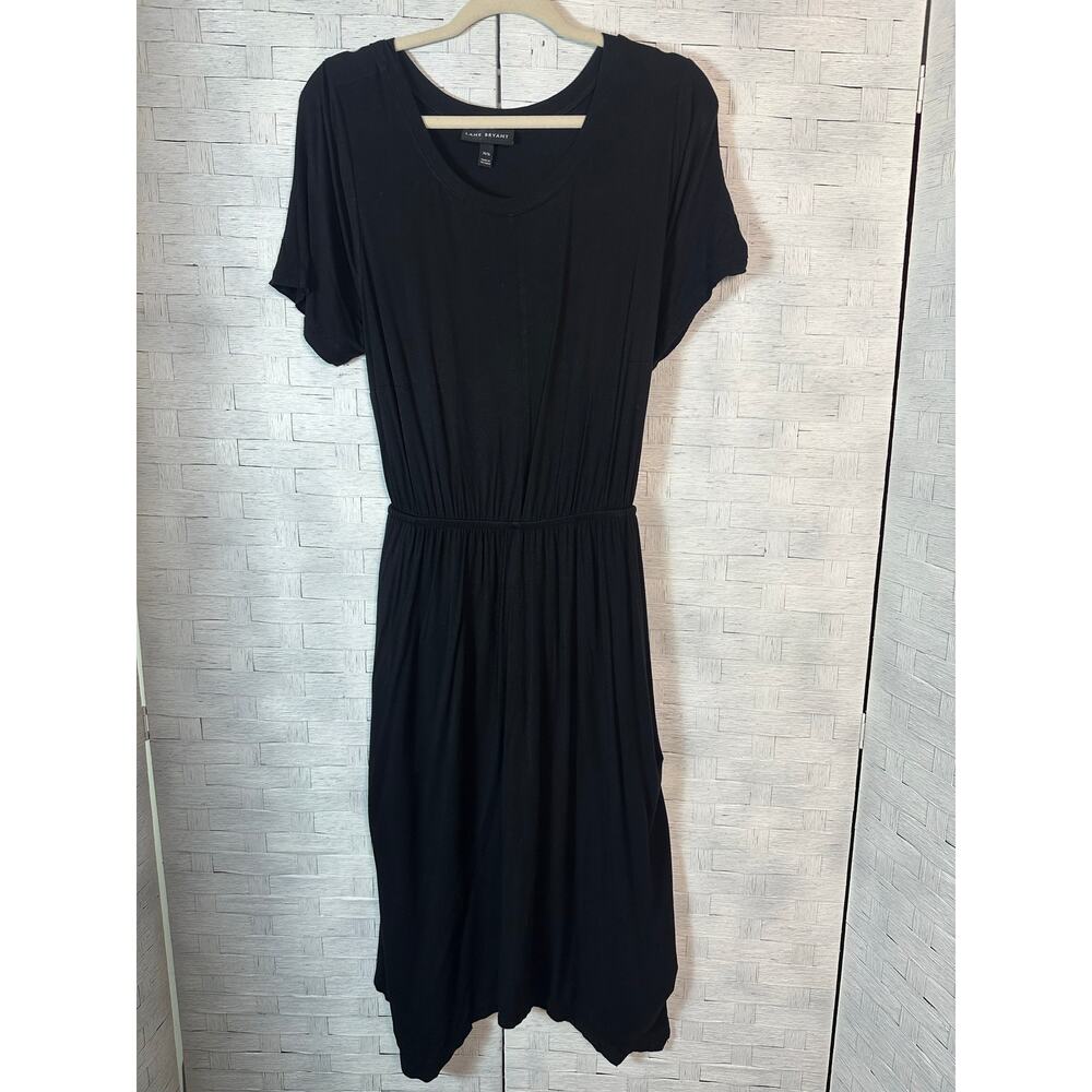Lane Bryant women's T-shirt dress black tie packets asymmetrical plus size